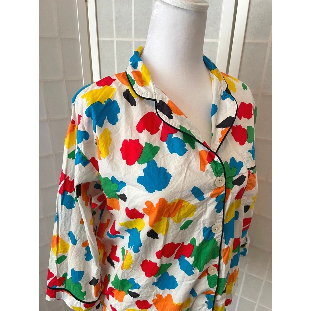 Sleepy Jones Marina Pajama Shirt 100% Cotton Multicolor Abstract Whimsical Artsy - Picture 4 of 8